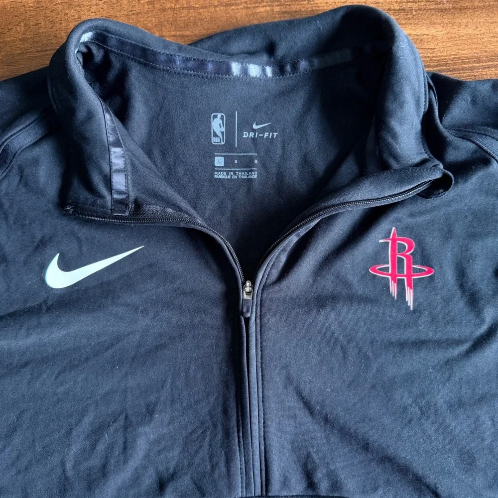 Nike Houston Rockets NBA Mens L Dri-FIT Quarter Zip Pullover Black Lightweight